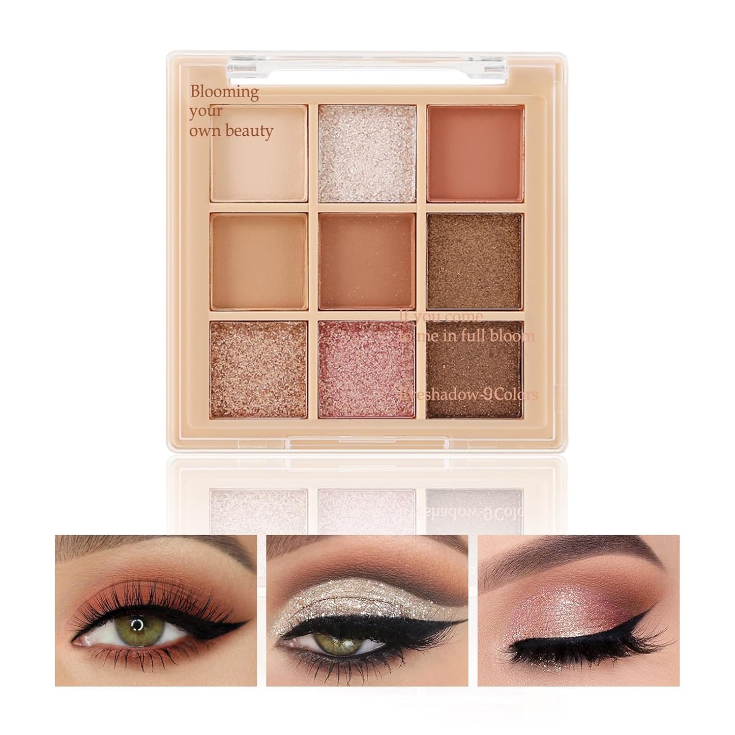 Boobeen Paleta de sombras de ojos nude – maquillaje mate y brillante, polvo de sombra de ojos cremoso altamente pigmentado, crea un aspecto de ojos neutro, larga duración, fácil de crear looks