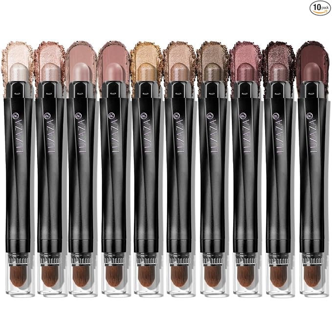 LUXAZA PRO Neutral Eyeshadow Stick Makeup 6PCS Set, Brown Nude Metallic Shimmer Matte Cream Eye Shadow Palette Eyeliner Brightener Pencil Crayon, Party Makeup - BROWN CANYON
