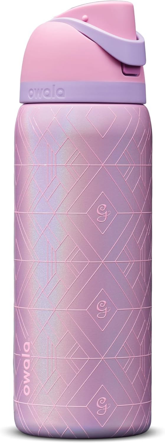 Owala Disney Princess FreeSip - Botella de agua aislada de acero inoxidable con popote para deportes y viajes, botella de agua deportiva sin BPA, 24 onzas, Tiana