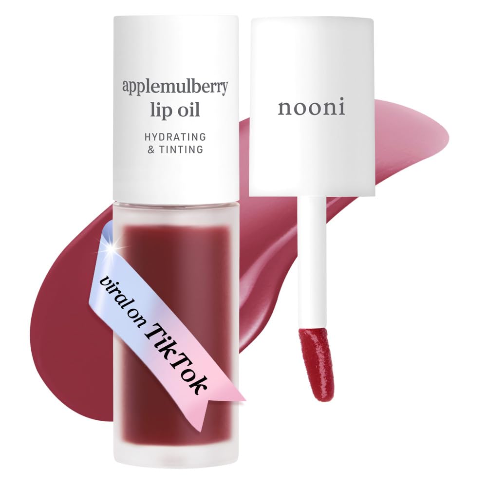 NOONI - Aceite coreano para labios, de larga duración, hidratante, revitalizante para labios secos, impermeable, relleno de calcetines para niñas adolescentes, 0.12 fl.oz, Appleplum