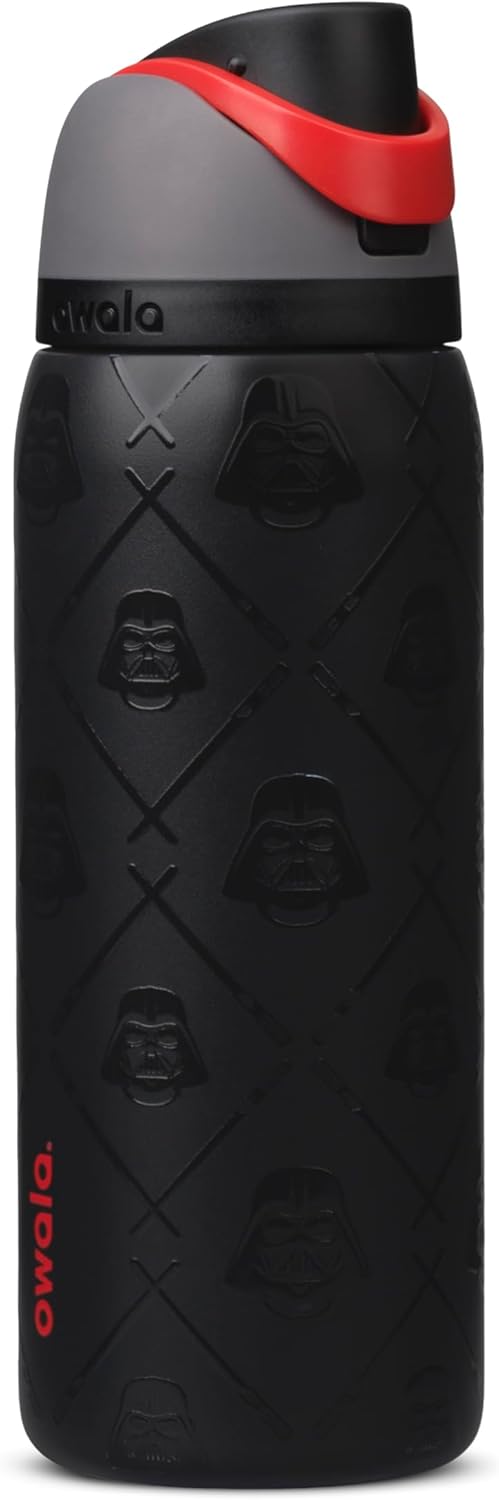 Owala Star Wars FreeSip - Botella de agua aislada de acero inoxidable con popote para deportes y viajes, sin BPA, 24 onzas, Darth Vader
