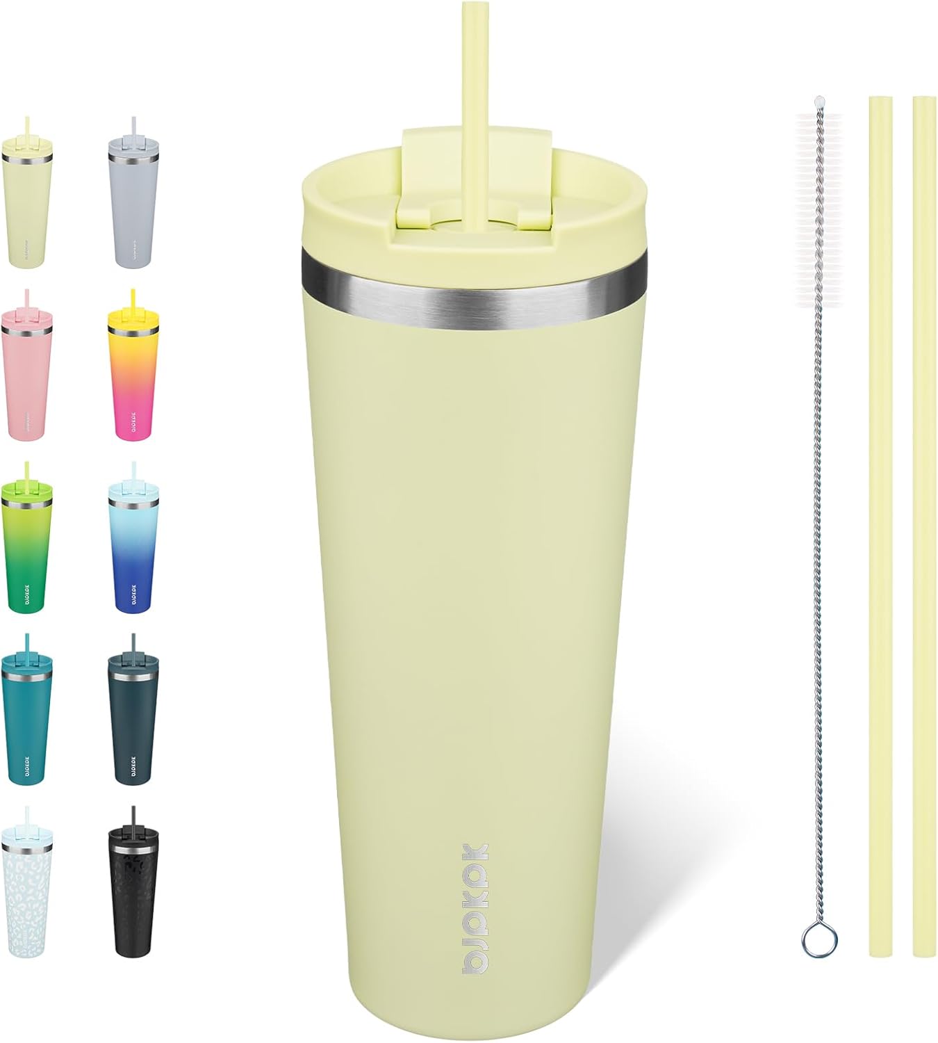 BJPKPK - Vaso de acero inoxidable con aislamiento, tapa y pajilla, taza de café para viaje, de 18 onzas, diseño de laguna