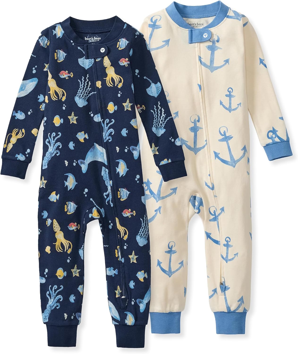 Burt's Bees Baby Unisex Footless Sleeper Pajama, 1-Pc Zip-Up Footie Pajama | Snug-fit organic cotton footless PJs features an easy 2-way zipper for easy nighttime changes
