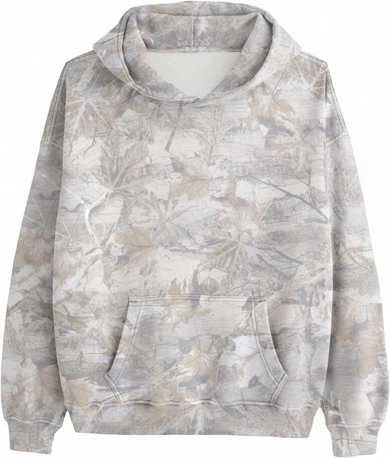 MSBESYOR Sudadera con Capucha de Camuflaje para Hombre y Mujer, Sudadera con Capucha de Forro Polar de Gran Tamaño con Hoja de Arce, Sudadera con Estampado Gráfico y Bolsillo