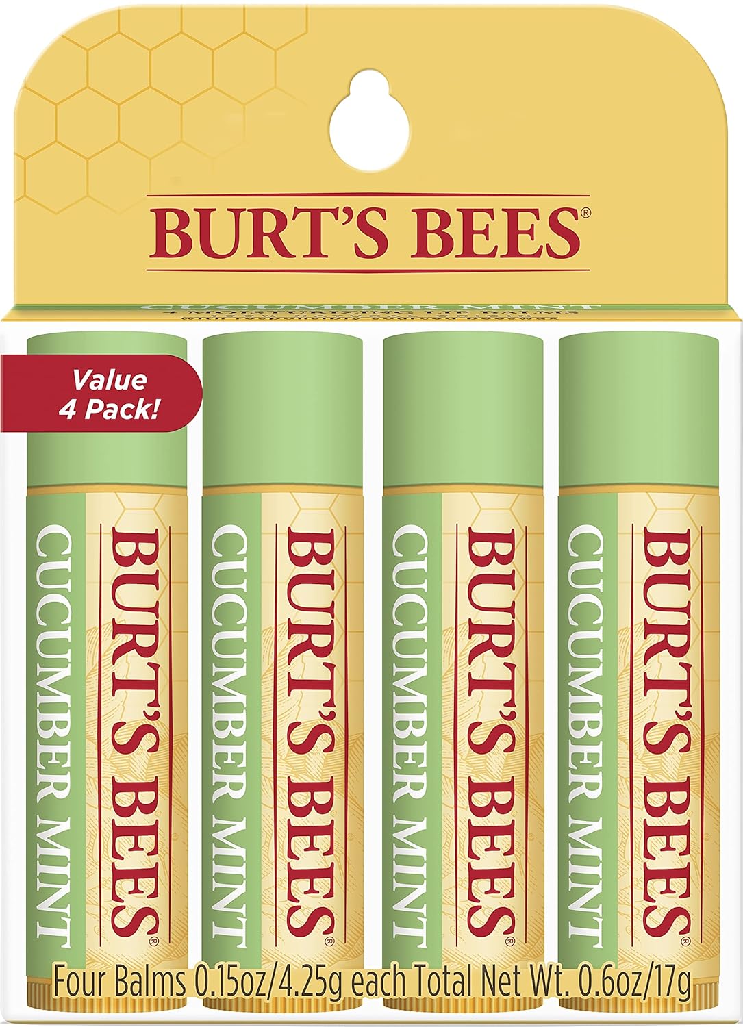 Burt's Bees Bálsamo labial de cera de abejas, hidratante labial con cera de abejas de origen responsable, sin tinte, tratamiento labial acondicionador natural, 1 tubo, 0.15 onzas.