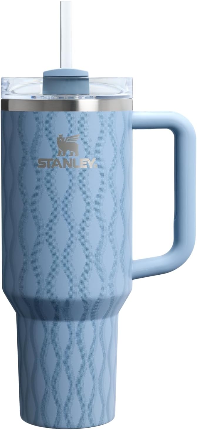 Stanley Quencher H2.0 - Vaso de acero inox. con asa, pajilla y tapa FlowState giratoria de 3 posiciones; aislamiento térmico/sin BPA; apto p/portavaso p/viaje; 30 oz, coral dorado (Goldenrod Coral)