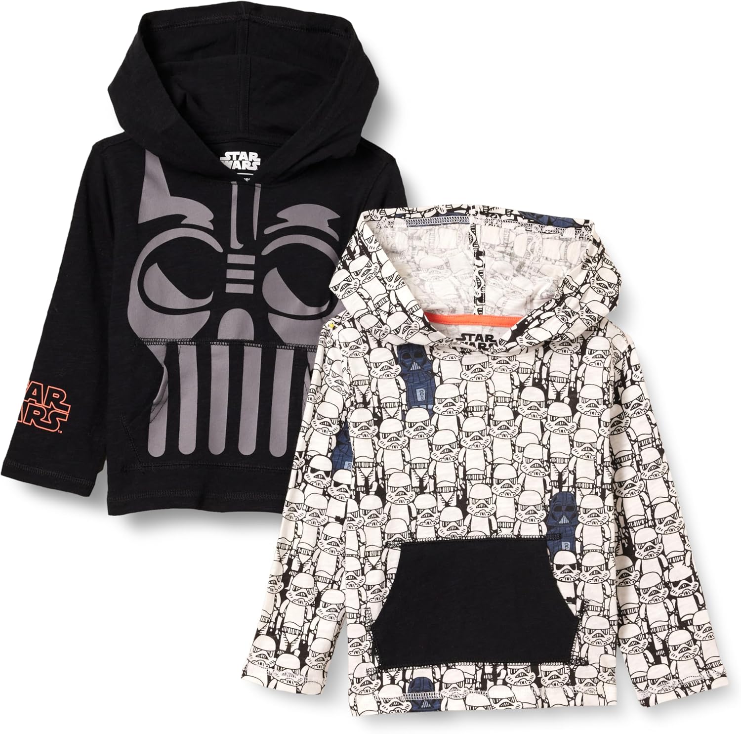 Essentials Disney | Marvel | Star Wars Camisetas con capucha ligera de manga larga para niños y bebés, paquete de 2