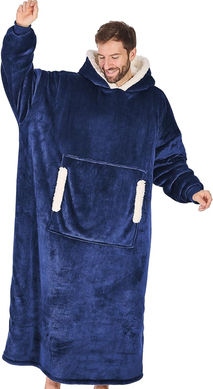 yescool - Cobija con capucha, sudadera de franela de forro polar sherpa para adultos, mujeres y hombres, talla única