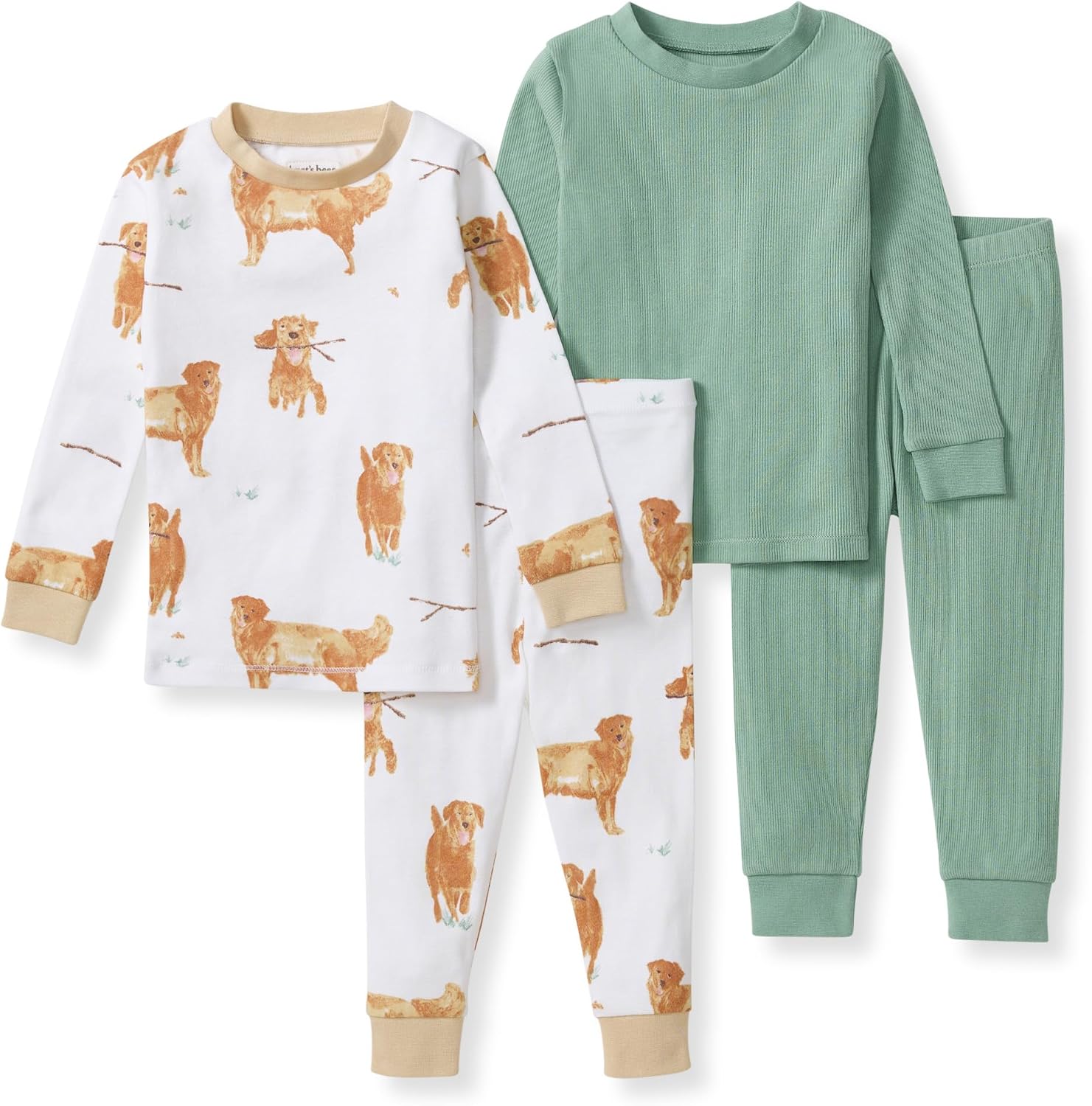 Burt's Bees Baby Pijama de algodón orgánico para niños, conjunto de pijama para niños pequeños, 2 piezas | Soft, cozy, snug fitting pajamas feature stretchy ribbed cuffs and hand painted prints to make bedtime a breeze