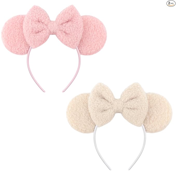 DRESHOW - Diademas con orejas de ratón para mujeres, cintas de pelo de perlas, lazos para la cabeza, cintas de terciopelo, disfraz de cosplay de Navidad, disfraz de princesa, decoración para fiestas