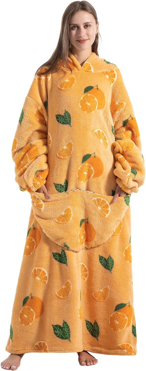 Capecage - Manta con capucha, sudadera con capucha larga como regalos de cumpleaños para mujeres y hombres, manta portátil larga para mujeres y hombres.