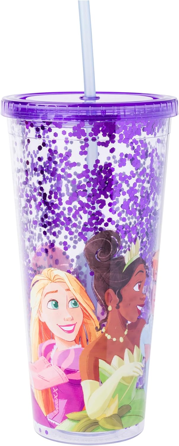 Silver Buffalo Disney Lilo and Stitch Ohana - Vaso de plástico con tapa y pajilla, 32 onzas