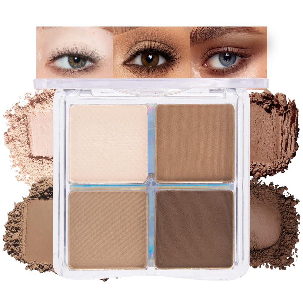 evpct - Paleta de sombra de ojos cuadrada en polvo mate marrón desnudo, rosa desnudo claro, marrón oscuro natural, sombra de ojos mate ahumada de alta pigmentación, mini paleta de maquillaje para