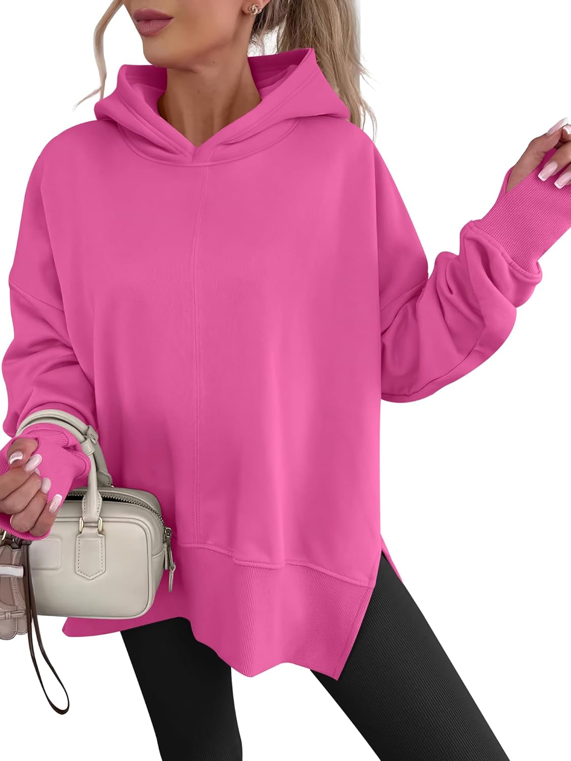 ANRABESS Sudaderas con capucha de gran tamaño para mujer, manga larga, forro polar, con abertura lateral, sudaderas con capucha y sin botones, trajes de otoño 2026, ropa Y2K