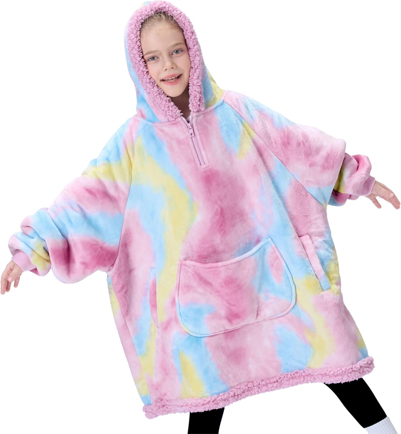 Giggling Getup Manta con capucha para adultos, regalos para adolescentes, niñas, hermanas, mujeres, forro polar sherpa, sudadera con capucha, cálida y acogedora con bolsillo y mangas, color beige gato