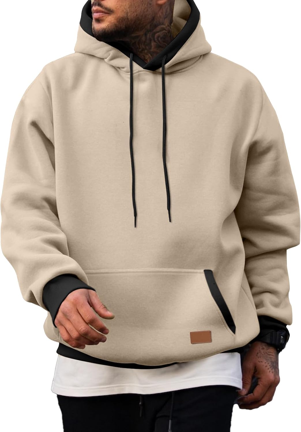 JMIERR - Sudaderas con capucha de algodón para hombre, casuales, de manga larga, con cordón, de forro polar, con bolsillos