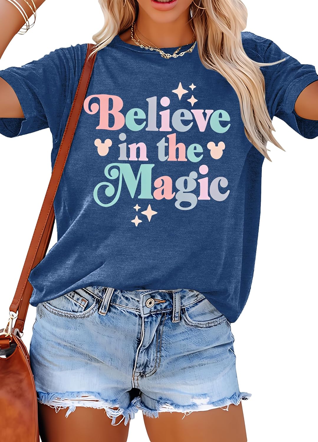 FRYAID Fantastical - Camisa de manga corta para mujer, diseño de teñido anudado Wonder World, diseño de teñido anudado