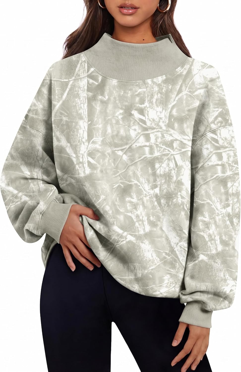 Trendy Queen - Sudaderas de gran tamaño para mujer, cuello alto, manga larga, sudaderas con capucha para otoño, ropa 2024 | Fall Fashion Clothes 2026,Long Sleeve Tops,Comfort Soft Fleece,Travel Casual Work Lounge Daily Outfit