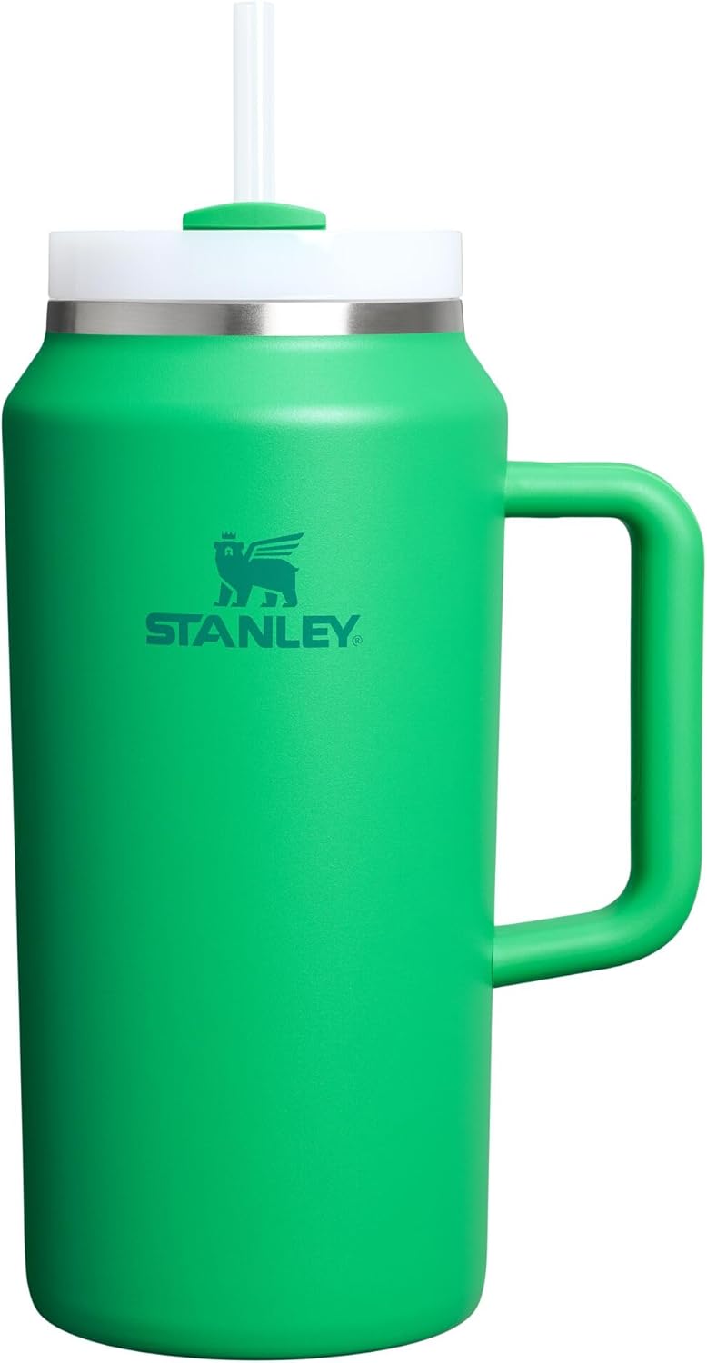 Stanley Quencher H2.0 - Vaso de acero inox. con asa, pajilla y tapa FlowState giratoria de 3 posiciones; aislamiento térmico/sin BPA; apto p/portavaso p/viaje; 30 oz, coral dorado (Goldenrod Coral)