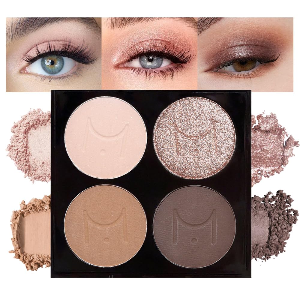 evpct - Paleta de sombra de ojos cuadrada en polvo mate marrón desnudo, rosa desnudo claro, marrón oscuro natural, sombra de ojos mate ahumada de alta pigmentación, mini paleta de maquillaje para