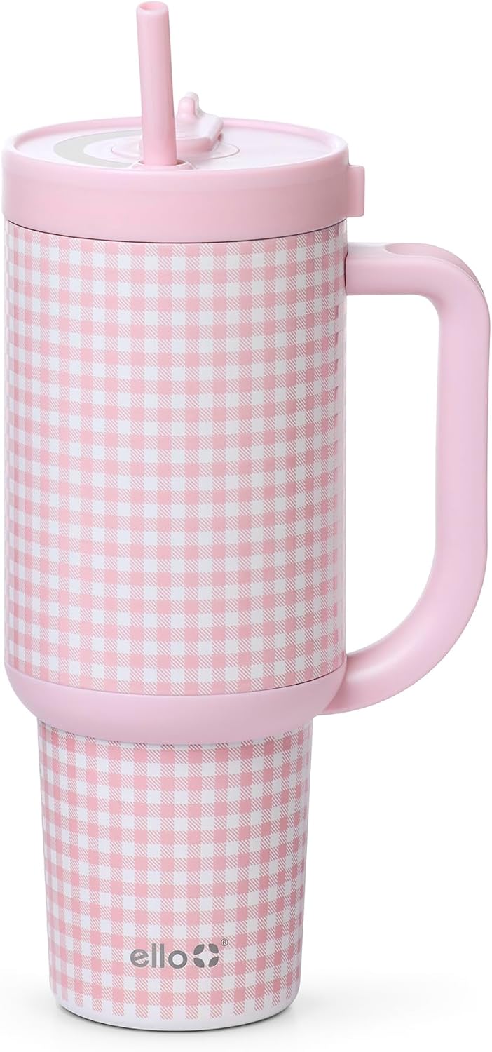 Ello Oasis - Vaso de 30 onzas con asa y pajita retráctil | Taza reutilizable de acero inoxidable aislada 100% a prueba de fugas, regalos para adolescentes, mujeres y hombres | Mantiene el frío durante