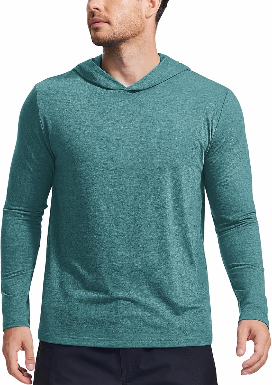PINSPARK Sudaderas ligeras con capucha tipo pullover para hombres, manga larga, sudadera con capucha para golf, gimnasio, entrenamiento, sudadera atlética
