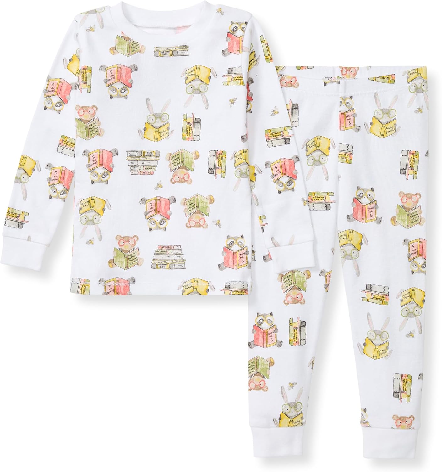 Burt's Bees Baby Pijama de algodón orgánico para niños, conjunto de pijama para niños pequeños, 2 piezas | Soft, cozy, snug fitting pajamas feature stretchy ribbed cuffs and hand painted prints to make bedtime a breeze