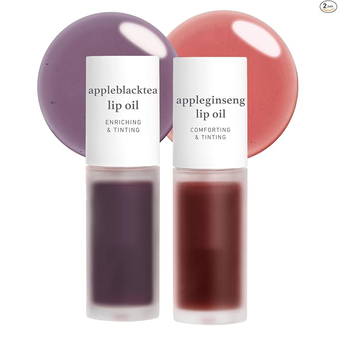 NOONI - Aceite coreano para labios, de larga duración, hidratante, revitalizante para labios secos, impermeable, relleno de calcetines para niñas adolescentes, 0.12 fl.oz, Appleplum