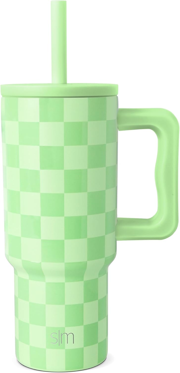 Simple Modern Disney Trek Kids - Vaso de acero inoxidable para niños y niñas, con asa y tapa con pajilla de silicona, resistente a derrames y fugas, reutilizable, Minnie Mouse en terrazo, 24 onzas