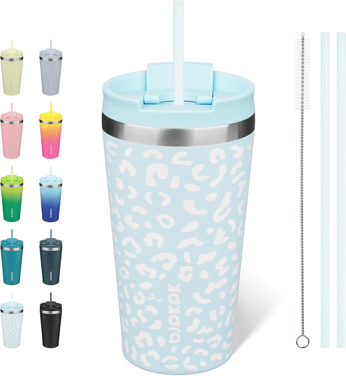 BJPKPK - Vaso de acero inoxidable con aislamiento, tapa y pajilla, taza de café para viaje, de 18 onzas, diseño de laguna