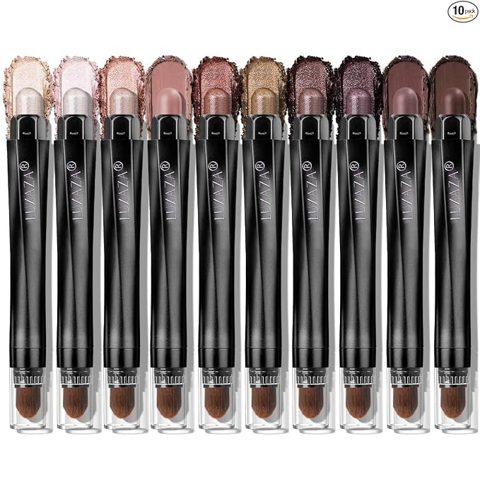 LUXAZA PRO Neutral Eyeshadow Stick Makeup 6PCS Set, Brown Nude Metallic Shimmer Matte Cream Eye Shadow Palette Eyeliner Brightener Pencil Crayon, Party Makeup - BROWN CANYON