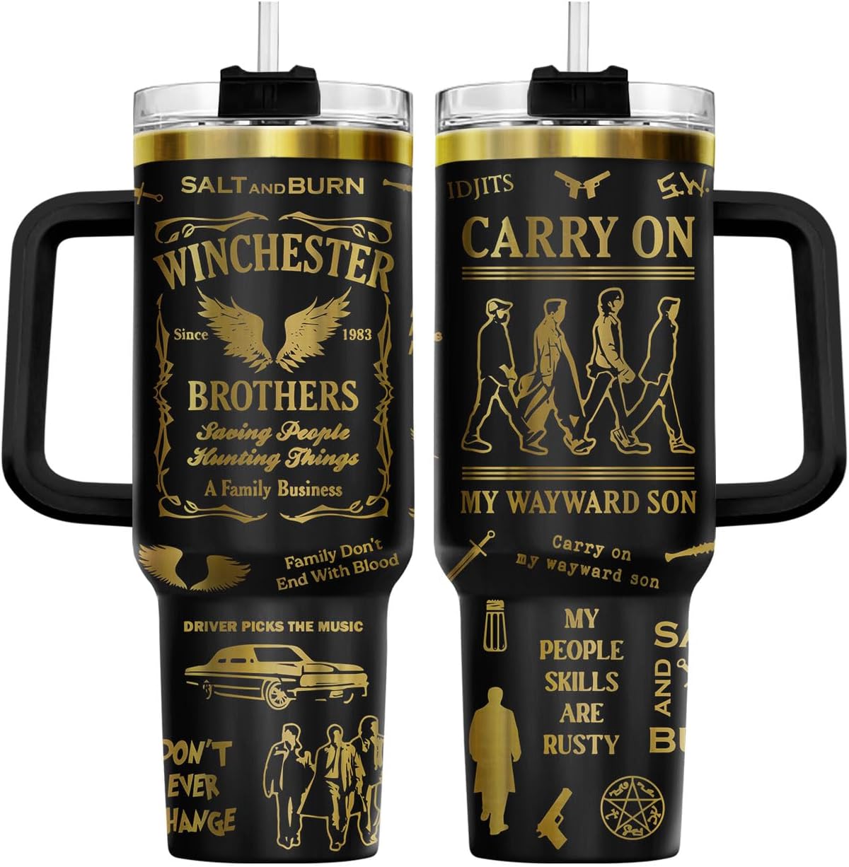 34HD Lord Fantasy Adventure - Vaso de café con aislamiento de acero inoxidable de 40 onzas, taza de viaje con asa y tapa para pajilla, segunda taza de café, regalos para amantes de los libros