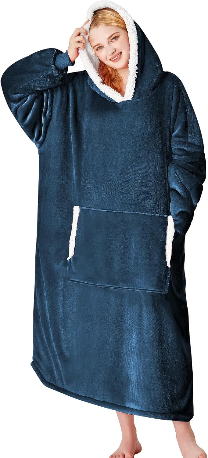 yescool - Cobija con capucha, sudadera de franela de forro polar sherpa para adultos, mujeres y hombres, talla única