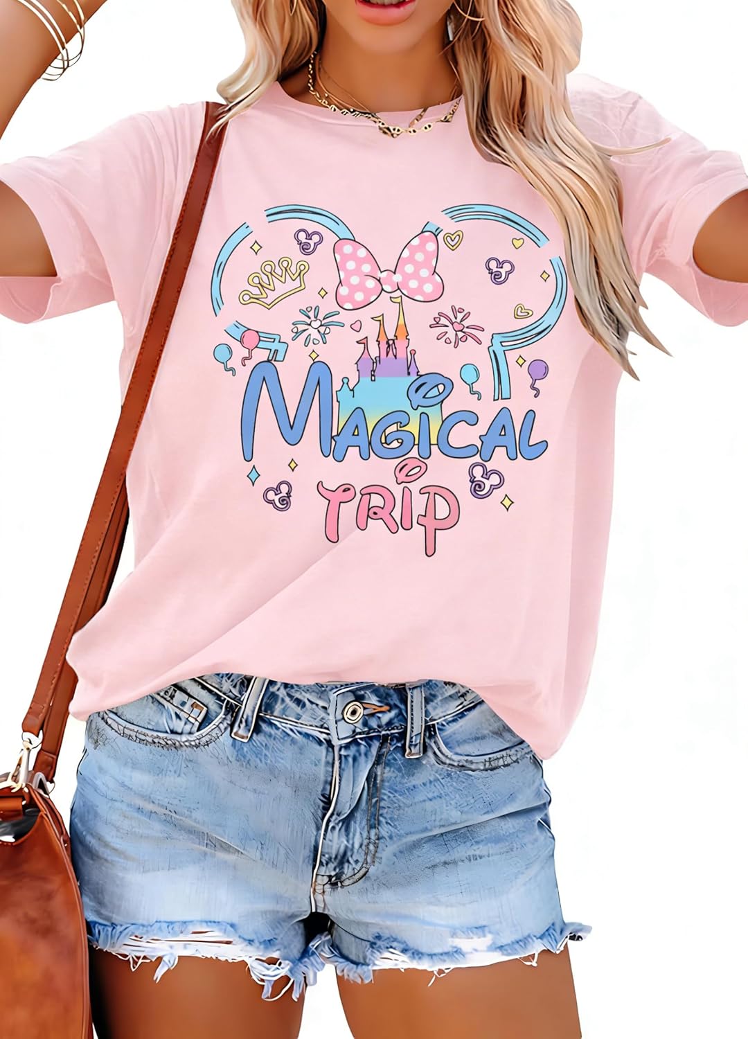 Camiseta mágica para mujer, diseño de Believe in Magic, camiseta de manga corta con estampado gráfico lindo