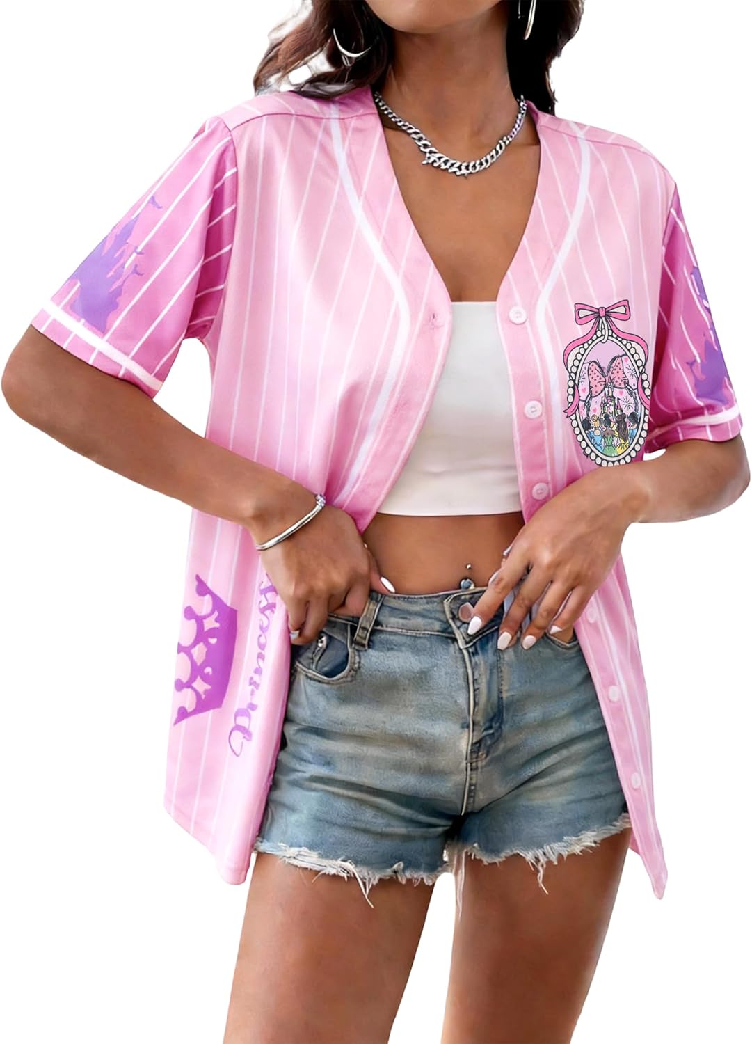 KIDDAD Camisetas mágicas para mujer, camiseta de béisbol de princesa, camiseta gráfica de castillo mágico, camiseta familiar de viaje de vacaciones