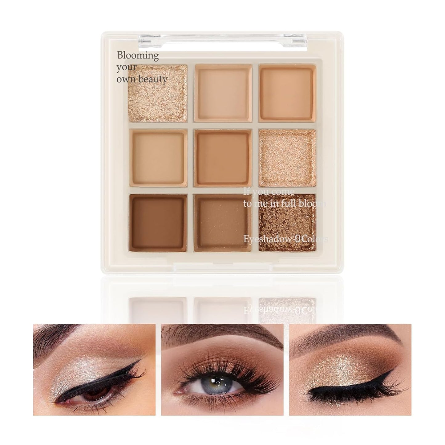 Boobeen Paleta de sombras de ojos nude – maquillaje mate y brillante, polvo de sombra de ojos cremoso altamente pigmentado, crea un aspecto de ojos neutro, larga duración, fácil de crear looks