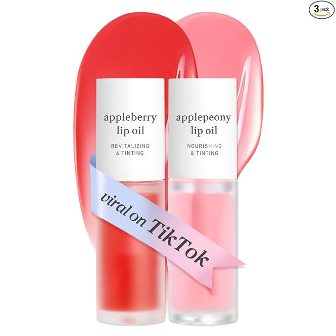 NOONI - Aceite coreano para labios, de larga duración, hidratante, revitalizante para labios secos, impermeable, relleno de calcetines para niñas adolescentes, 0.12 fl.oz, Appleplum