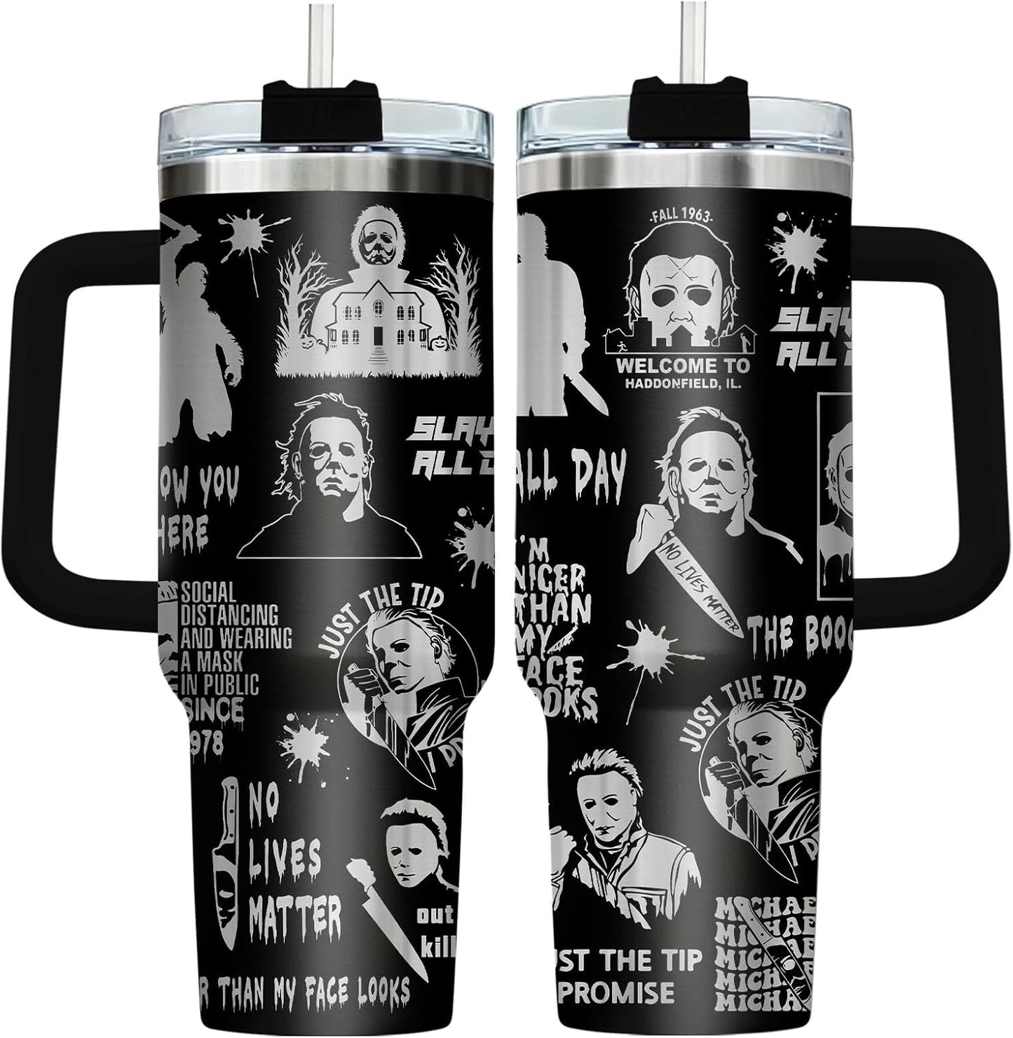 34HD Lord Fantasy Adventure - Vaso de café con aislamiento de acero inoxidable de 40 onzas, taza de viaje con asa y tapa para pajilla, segunda taza de café, regalos para amantes de los libros