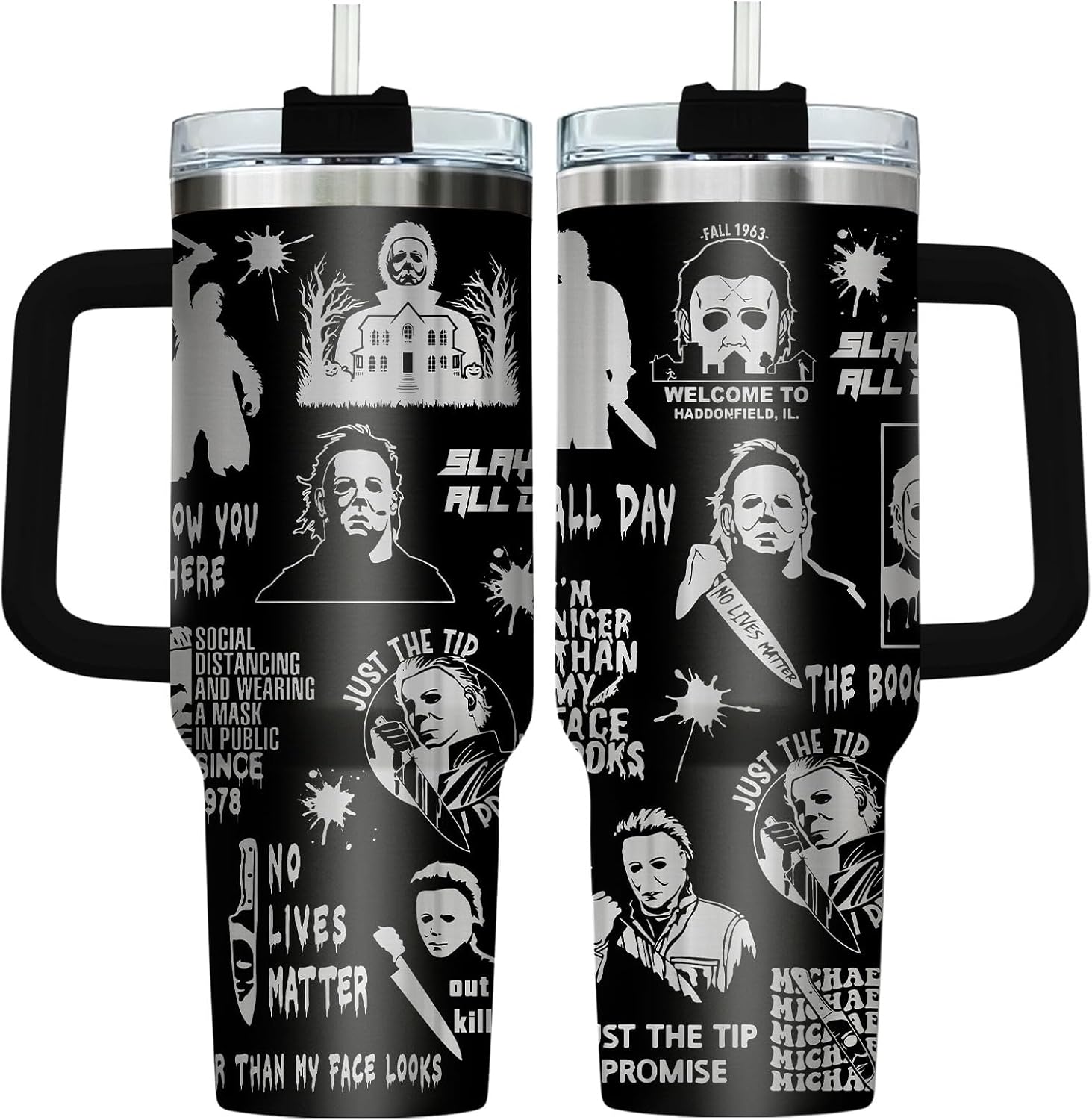 34HD Lord Fantasy Adventure - Vaso de café con aislamiento de acero inoxidable de 40 onzas, taza de viaje con asa y tapa para pajilla, segunda taza de café, regalos para amantes de los libros