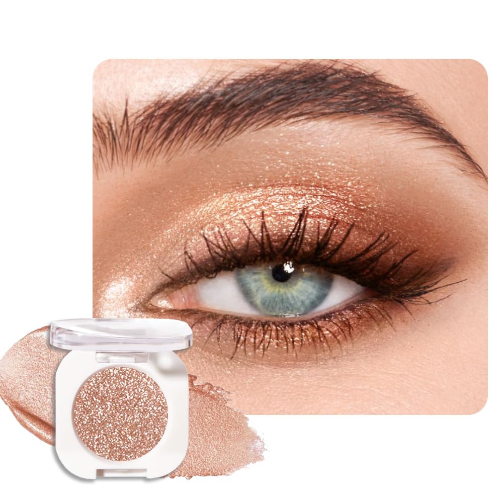 Sombra de Ojos Soltera con Destello de Champán, Sombra de Ojos Mini Liviana y Mezclable para Mujeres Mayores, Paleta de Maquillaje de Sombra de Ojos Monocromática Pigmentada Impermeable