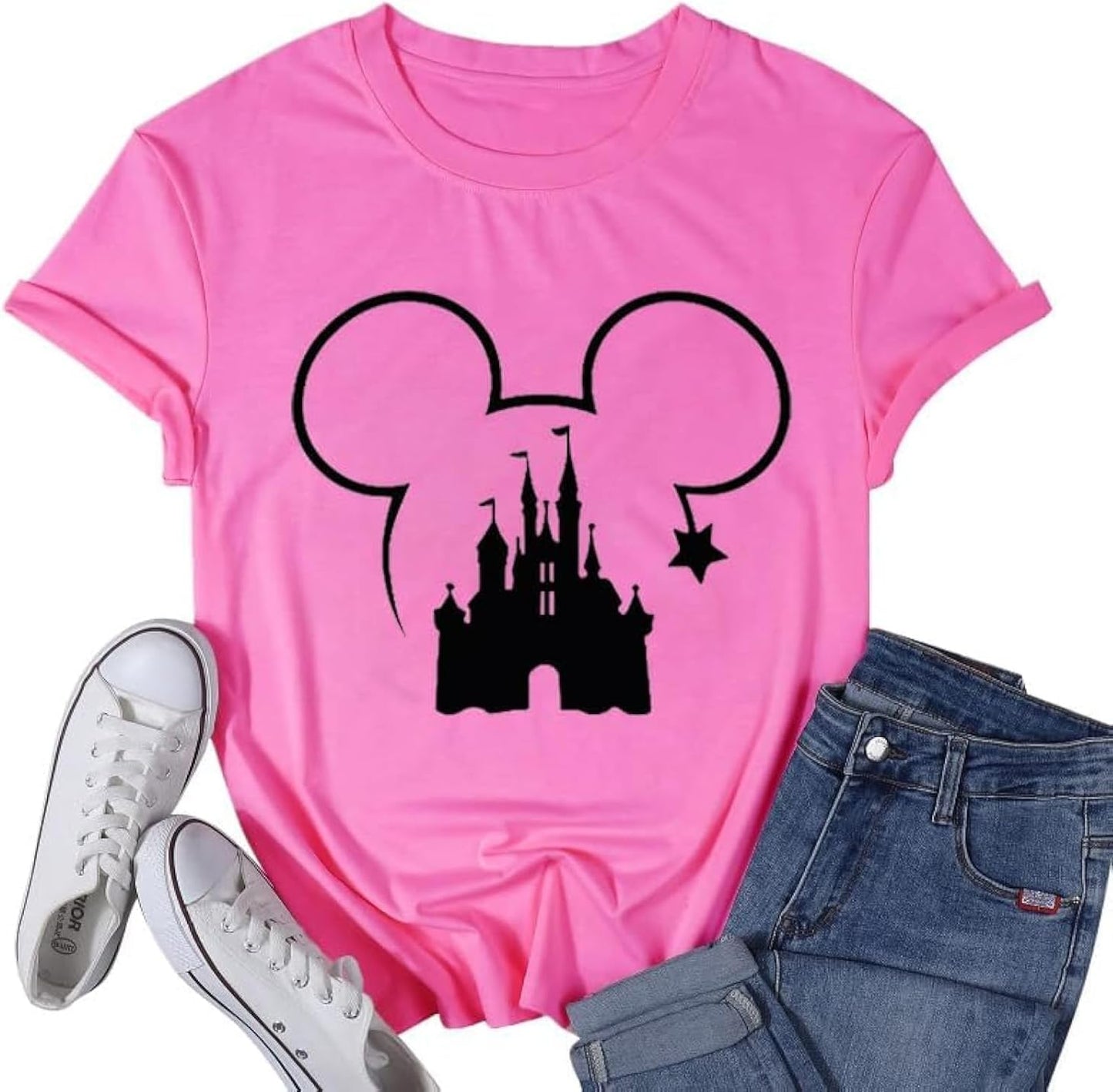 Camisa mágica para mujer, camiseta del Reino Mágico, camiseta gráfica de castillo, vacaciones familiares, tops de manga corta, tops casuales de verano