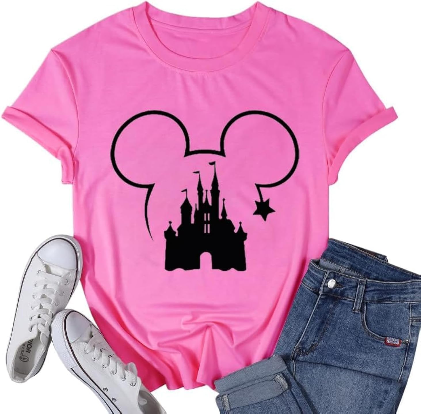 Camisa mágica para mujer, camiseta del Reino Mágico, camiseta gráfica de castillo, vacaciones familiares, tops de manga corta, tops casuales de verano