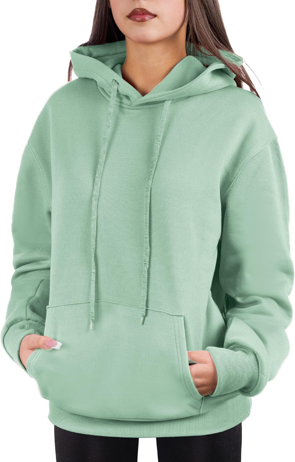 Sudadera de gran tamaño con capucha para mujer, mezcla de algodón y forro polar suave, acogedora sudadera para todos los días