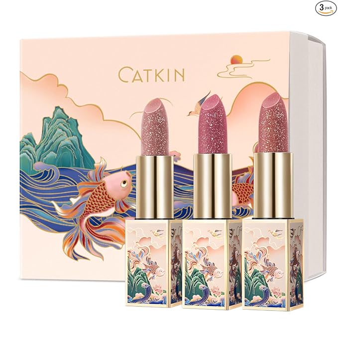 CATKIN Bálsamo labial tintado con purpurina para labios ultra hidratante, humectante labial, cuidado de labios con vitamina E nutritivo para labios agrietados y secos, 0.12 onzas, C15 Destiny, rojo
