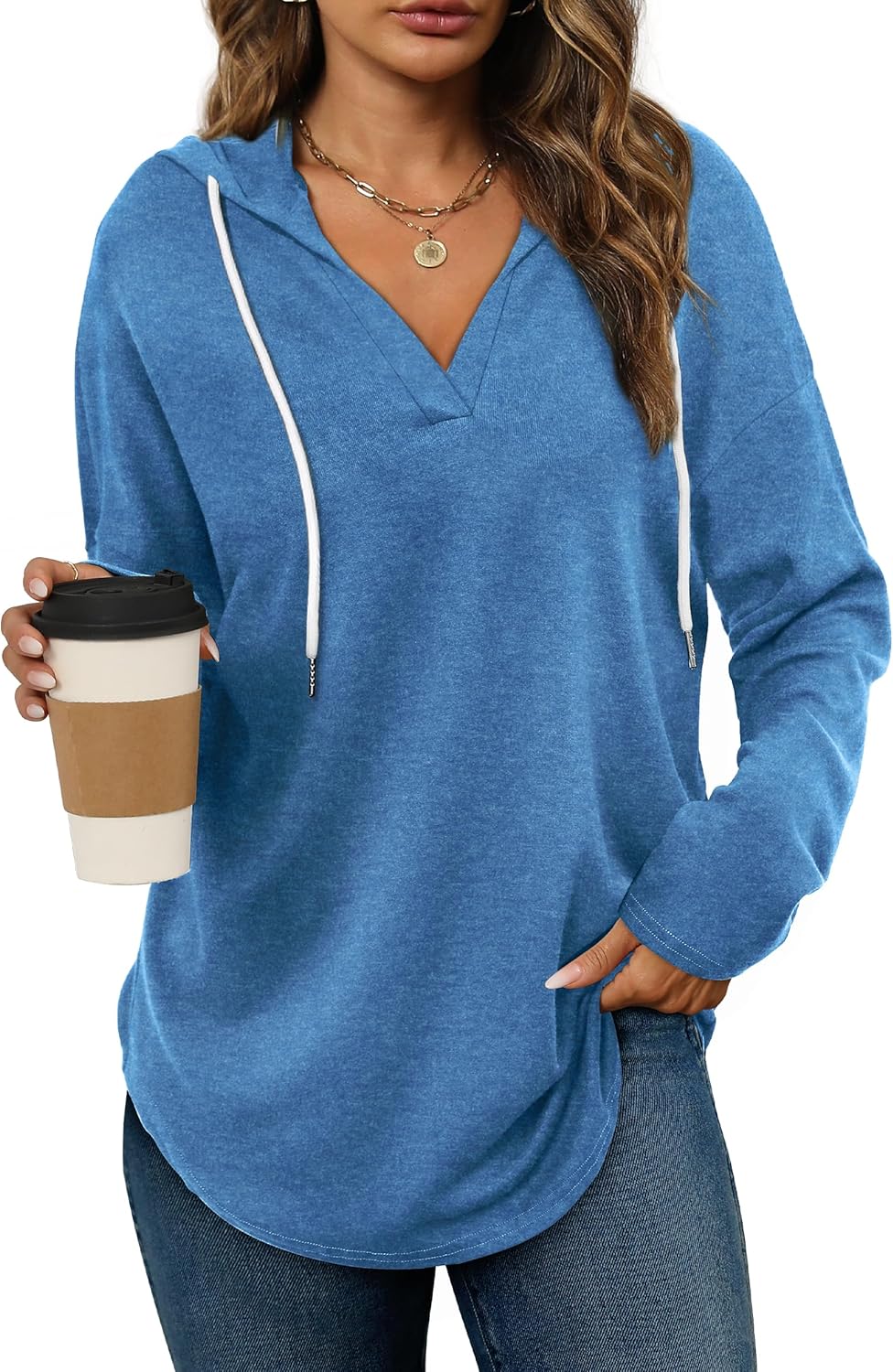 Bofell - Sudaderas con capucha para mujer, sudaderas de moda para mujer, sudaderas con capucha de gran tamaño, sudaderas de manga larga de ajuste holgado