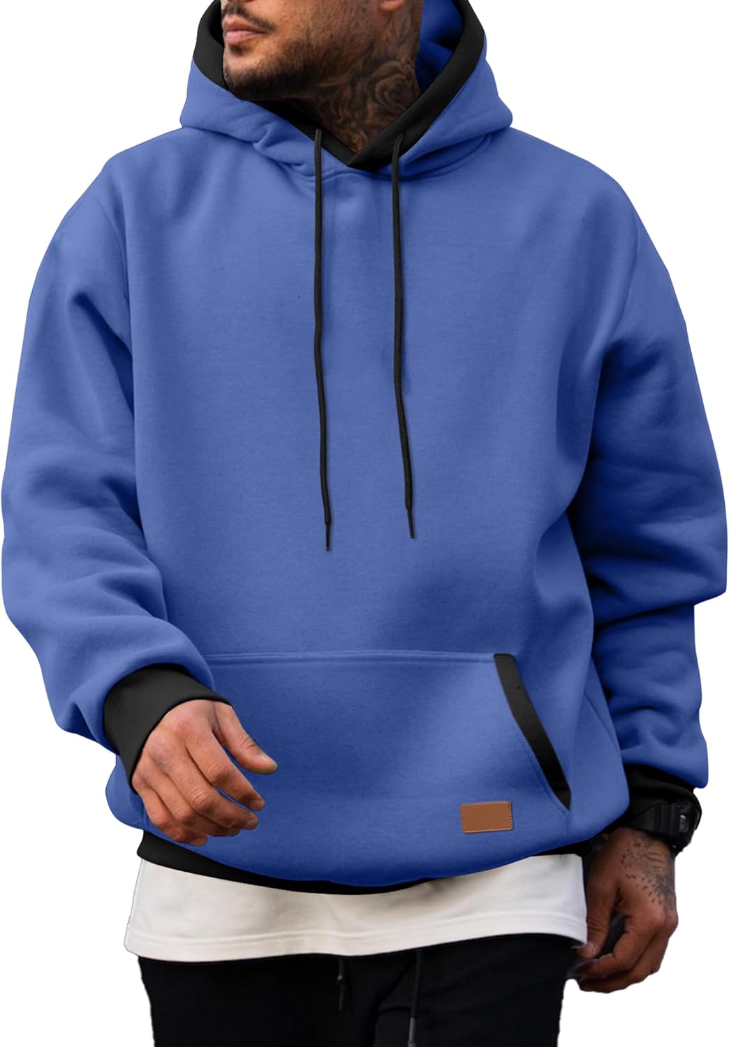 JMIERR - Sudaderas con capucha de algodón para hombre, casuales, de manga larga, con cordón, de forro polar, con bolsillos