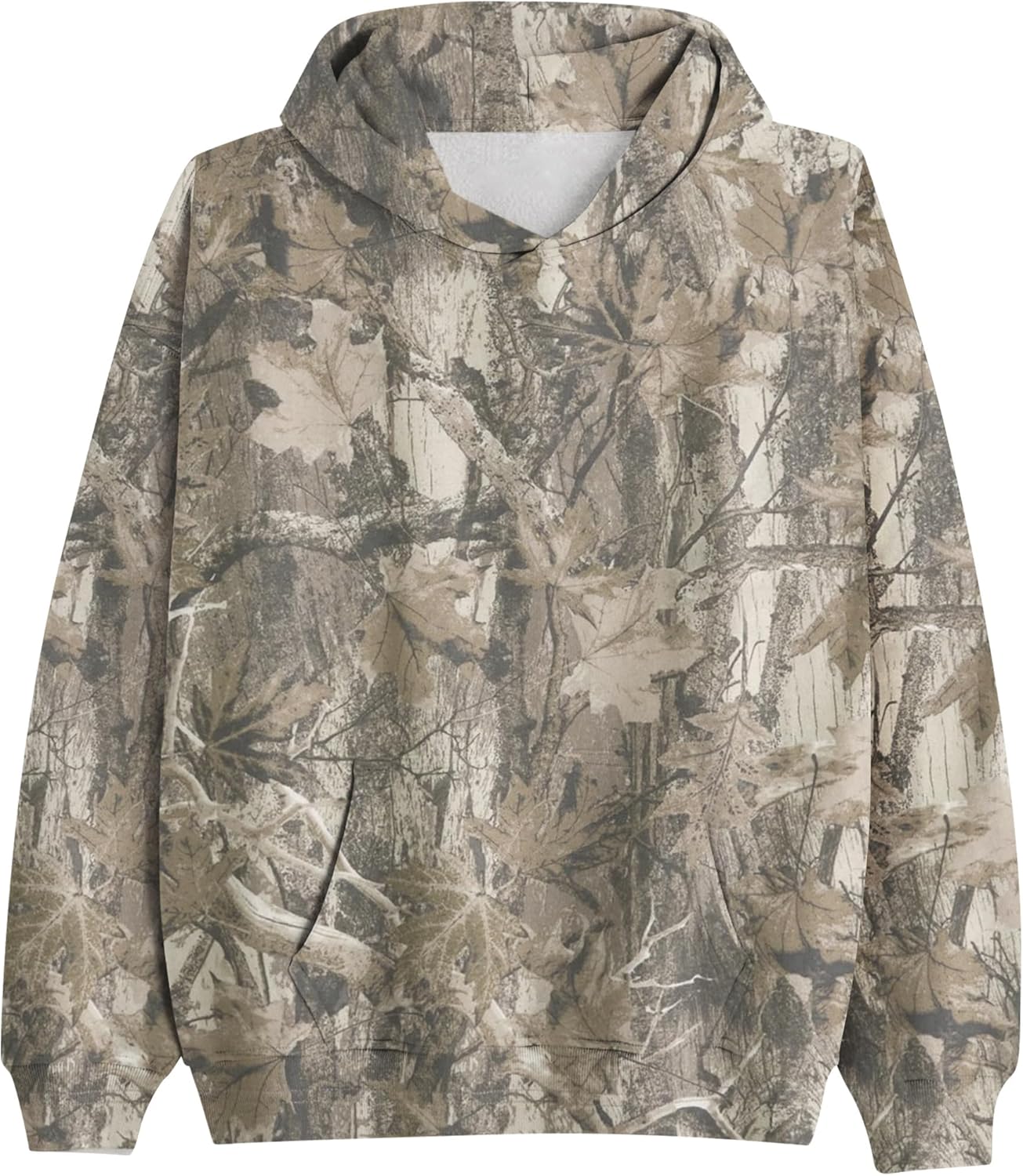 MSBESYOR Sudadera con Capucha de Camuflaje para Hombre y Mujer, Sudadera con Capucha de Forro Polar de Gran Tamaño con Hoja de Arce, Sudadera con Estampado Gráfico y Bolsillo
