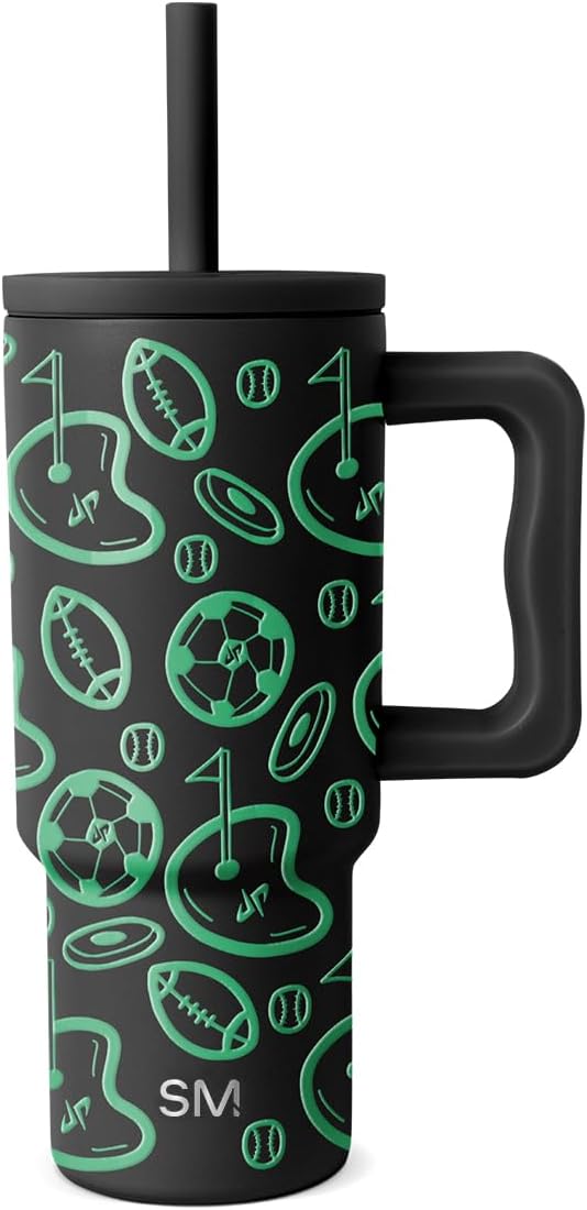 Simple Modern Disney Trek Kids - Vaso de acero inoxidable para niños y niñas, con asa y tapa con pajilla de silicona, resistente a derrames y fugas, reutilizable, Minnie Mouse en terrazo, 24 onzas