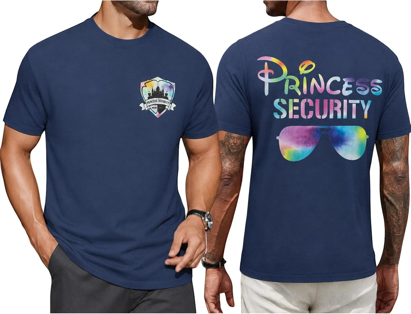 FRYAID Camiseta del Equipo de Seguridad de Princesas para Hombres Camiseta Mágica Reino Mágico Camisetas Papá Fiesta de Cumpleaños Viaje Familiar Tops de Manga Corta