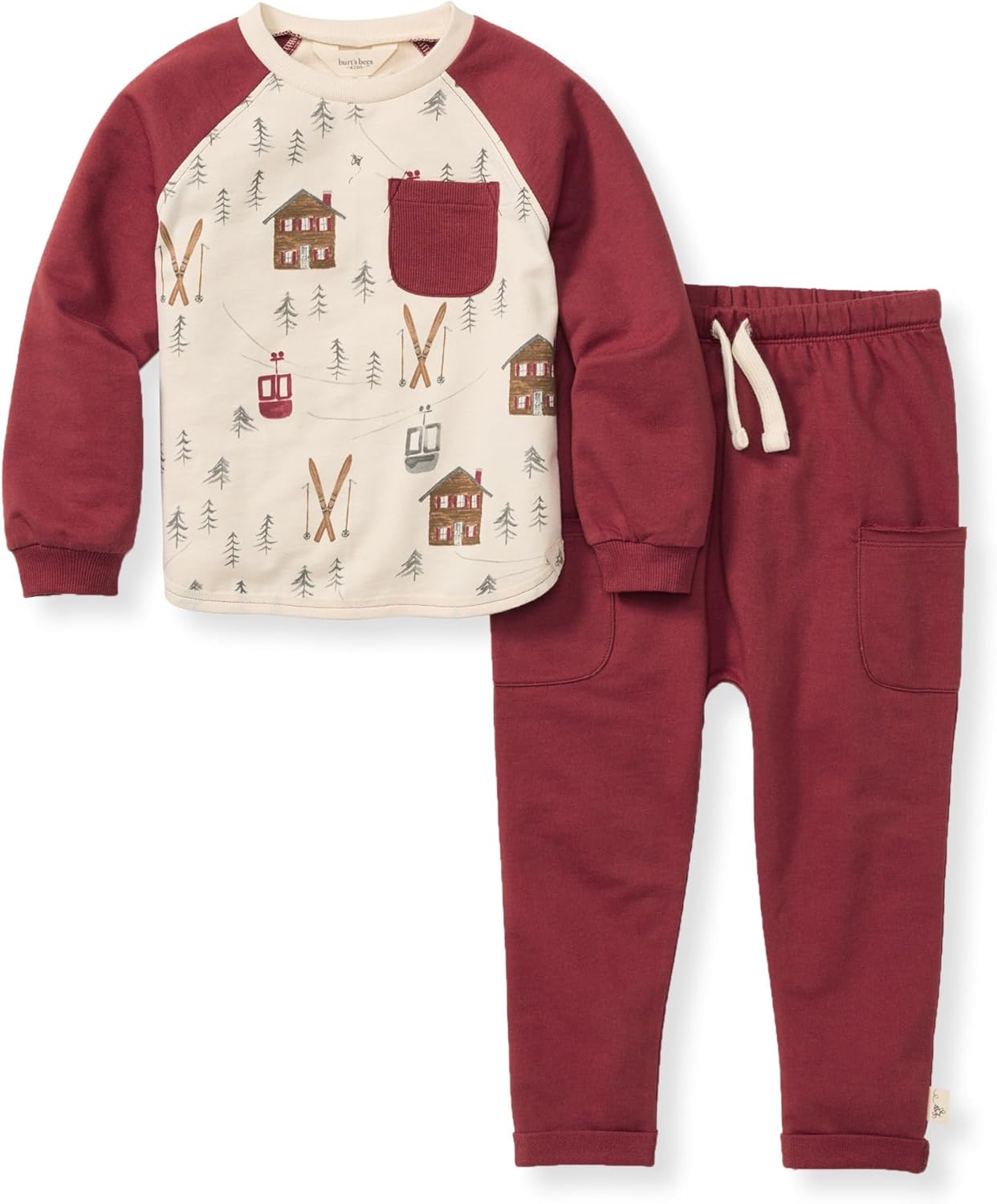 Burt's Bees Baby Boys Shirt and Pant Set, Long Sleeve Top & Bottom Outfit Bundle, 100% Organic Cotton